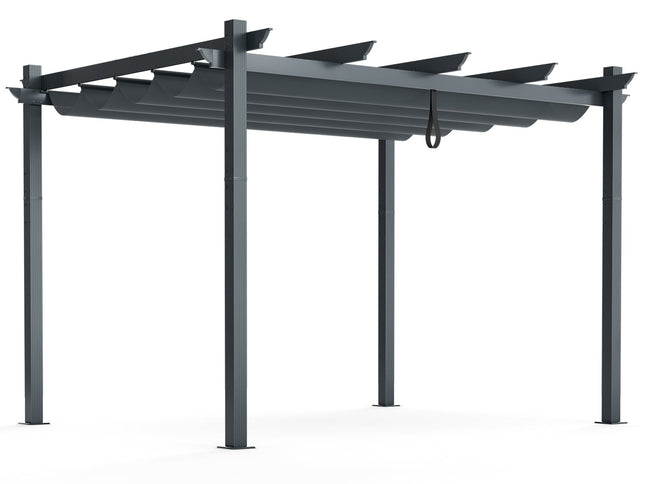 10 x 12 Feet Outdoor Aluminum Retractable Pergola Canopy Shelter Grape Trellis