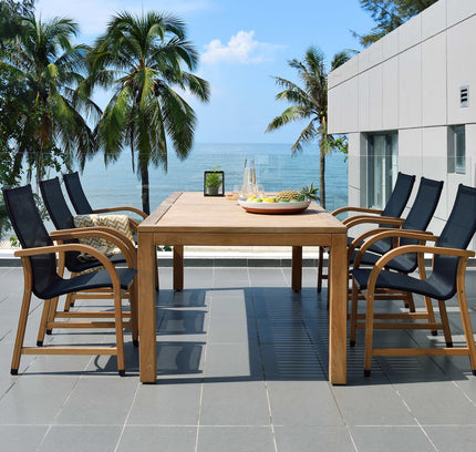 Rinjani Rectangular Table and 6 Manhattan Black Armchair