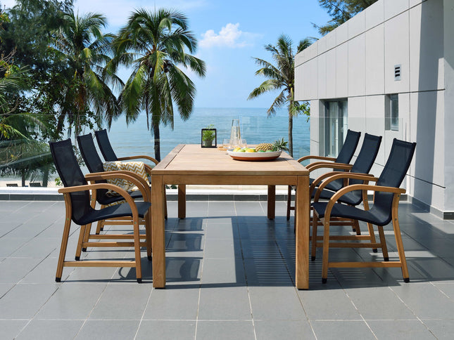 Rinjani Rectangular Table and 6 Manhattan Black Armchair