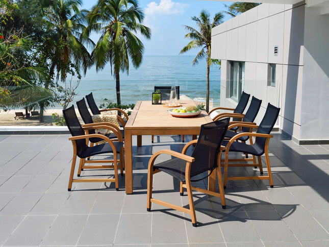 Rinjani Rectangular Big Table and 8 Manhattan Black Armchair