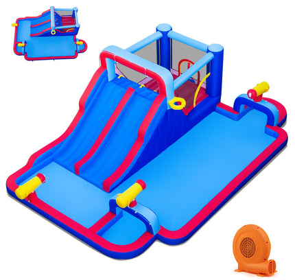 Inflatable Bounce House with 2 Water Slides and 3 Water Cannons With 680W Blower