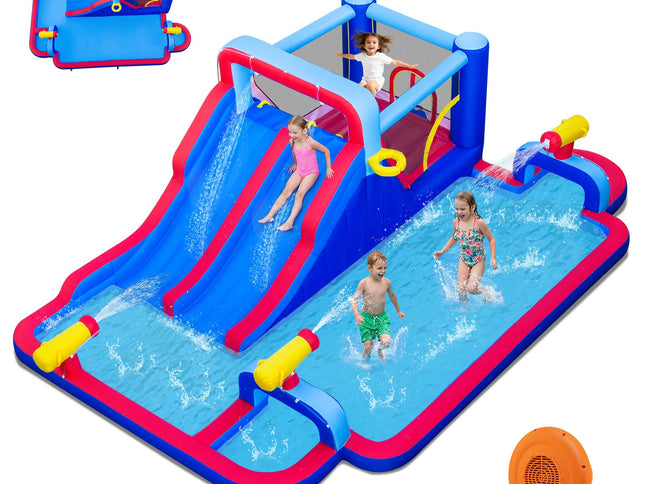Inflatable Bounce House with 2 Water Slides and 3 Water Cannons With 680W Blower