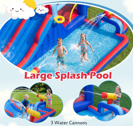 Inflatable Bounce House with 2 Water Slides and 3 Water Cannons With 680W Blower