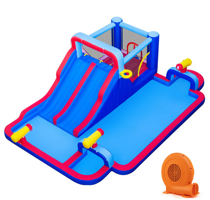 Inflatable Bounce House with 2 Water Slides and 3 Water Cannons With 680W Blower