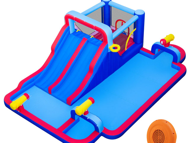 Inflatable Bounce House with 2 Water Slides and 3 Water Cannons With 680W Blower