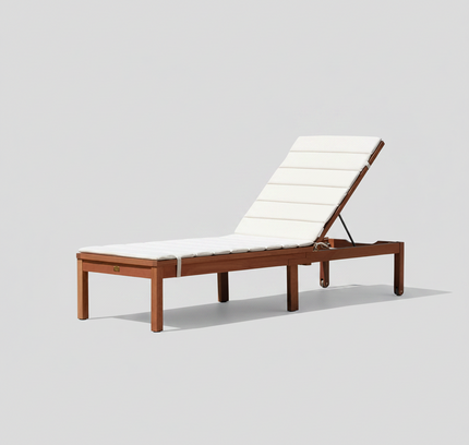 Louisiana Dark Wood Finish Wheel Lounger With Cushion - 2 Piece