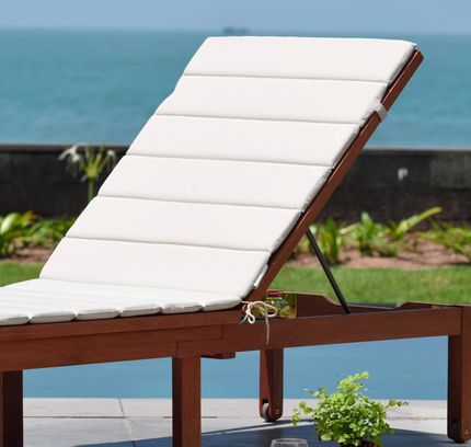 Louisiana Dark Wood Finish Wheel Lounger With Cushion - 2 Piece