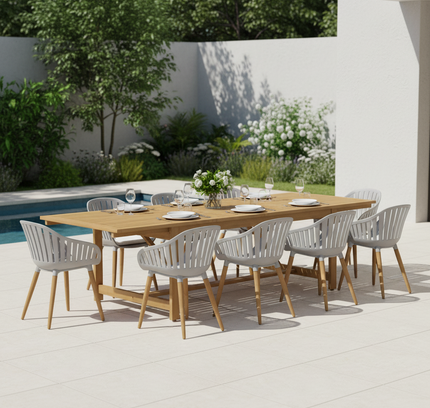 Leyland Table and Nassau Grey Armchairs Dining Set