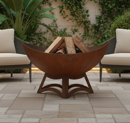 Ohio Flame Lunar Fire Bowl, Hollow Base, Patina, 30"-41"