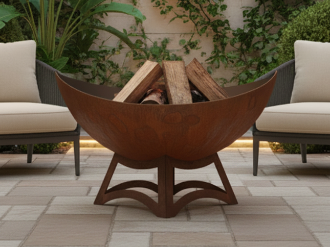 Ohio Flame Lunar Fire Bowl, Hollow Base, Patina, 30"-41"