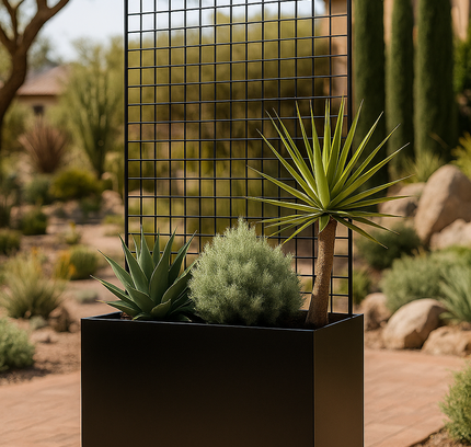 Steel Edge Planter with Trellis