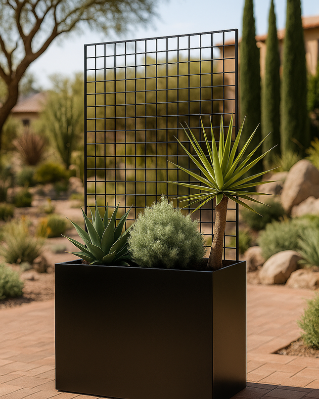 Steel Edge Planter with Trellis