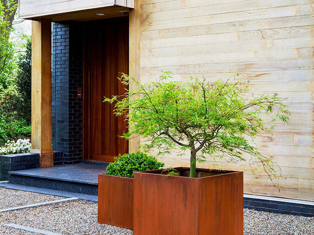 Oversized Corten Steel Cube Planters