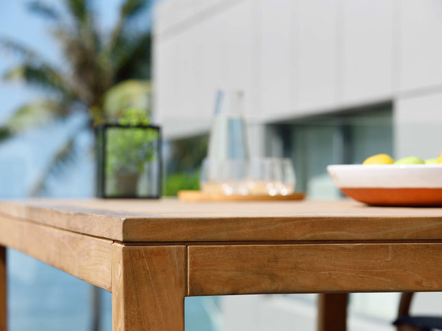 Rinjani Rectangular Table and 4 Vera Stacking Armchair Dining Set