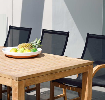 Rinjani Rectangular Table and 6 Manhattan Black Armchair