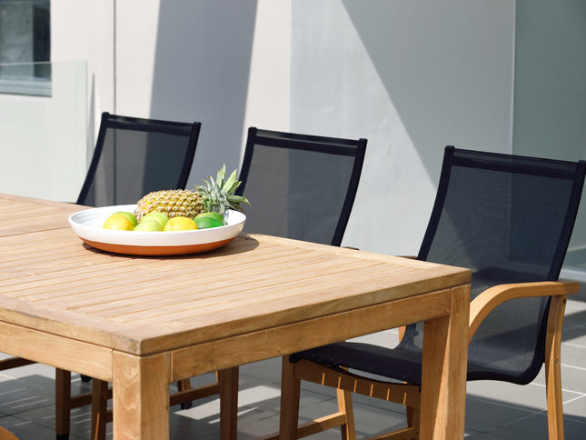 Rinjani Rectangular Table and 6 Manhattan Black Armchair