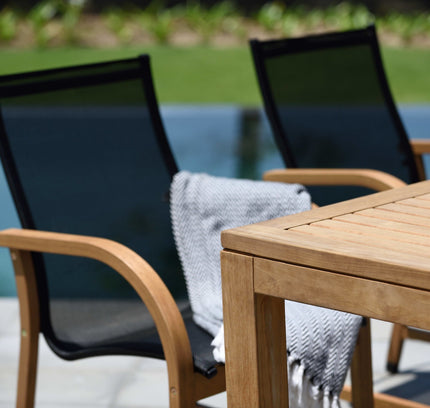 Rinjani Rectangular Big Table and 8 Manhattan Black Armchair