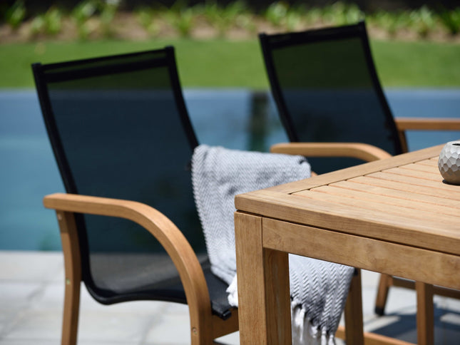 Rinjani Rectangular Big Table and 8 Manhattan Black Armchair