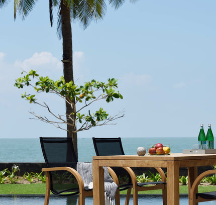 Rinjani Rectangular Big Table and 8 Manhattan Black Armchair
