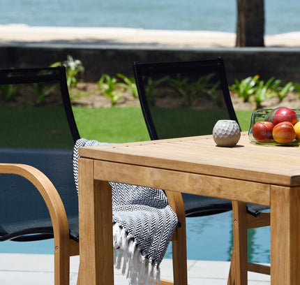 Rinjani Rectangular Table and 6 Manhattan Black Armchair