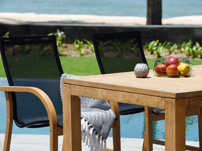 Rinjani Rectangular Table and 6 Manhattan Black Armchair