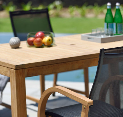 Rinjani Rectangular Big Table and 8 Manhattan Black Armchair