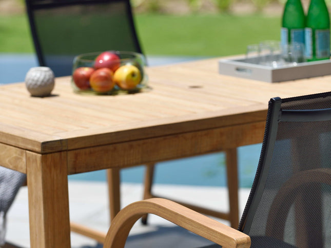 Rinjani Rectangular Big Table and 8 Manhattan Black Armchair