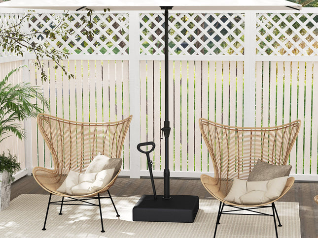 Mobile Patio Umbrella Base Water Sand Fillable Market Table Umbrella Stand w/ 3