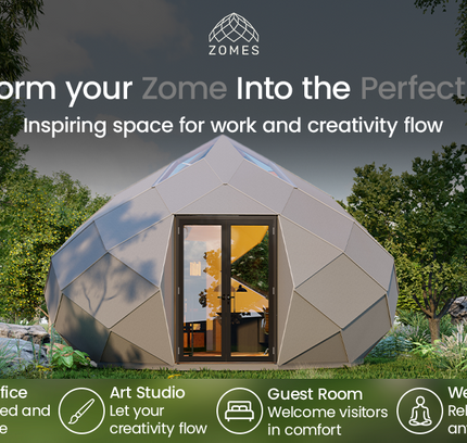 Patio Elegance Zomes Office — 170 Sq Ft Outdoor Office Pod