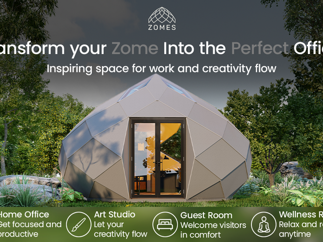 Patio Elegance Zomes Office — 170 Sq Ft Outdoor Office Pod