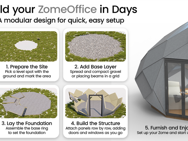 Patio Elegance Zomes Office — 170 Sq Ft Outdoor Office Pod
