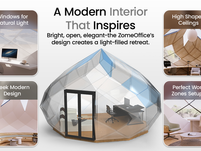 Patio Elegance Zomes Office — 170 Sq Ft Outdoor Office Pod