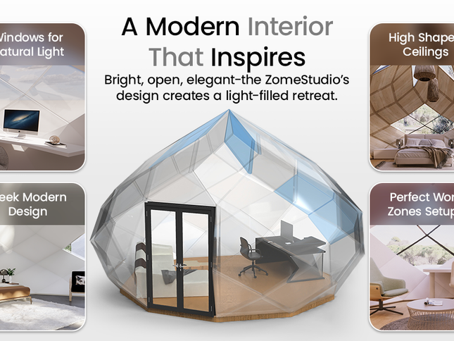 Patio Elegance Zomes Studio — 300 Sq Ft Outdoor Studio Pod