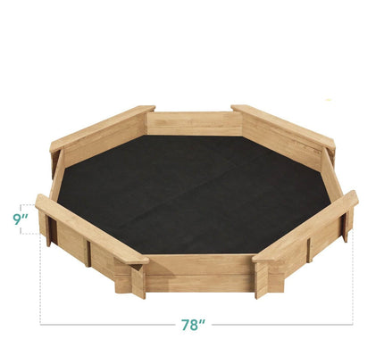 Outdoor Kid's Octagonal Sandbox in Natural Wood Finish