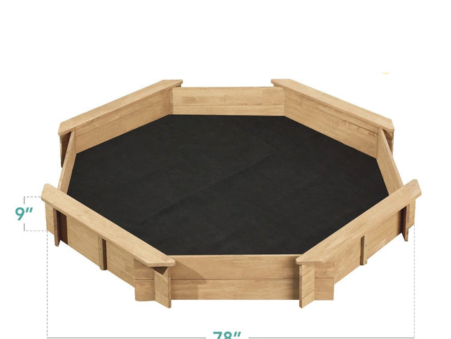 Outdoor Kid's Octagonal Sandbox in Natural Wood Finish