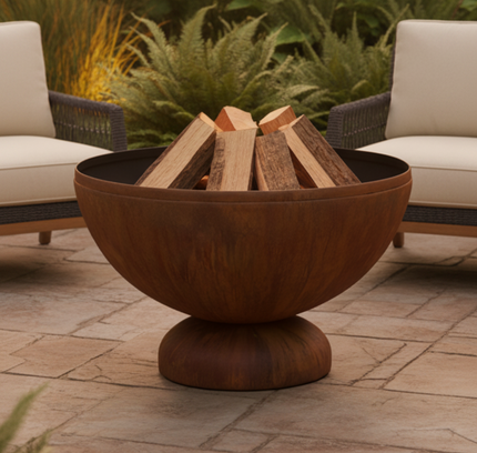 Ohio Flame Fire Chalice Artisan Fire Bowl, Patina, 30"-41"