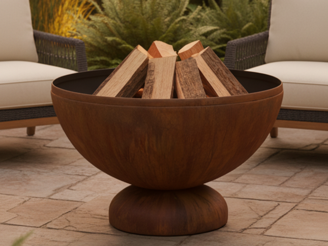 Ohio Flame Fire Chalice Artisan Fire Bowl, Patina, 30"-41"