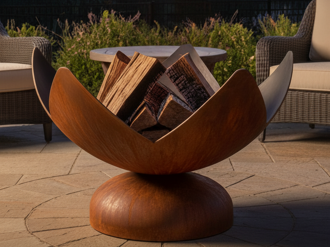 Ohio Flame Fire Flower Artisan Fire Bowl, Patina, 30"-41"