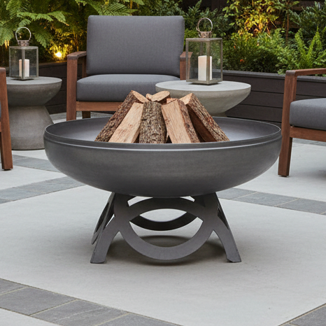Ohio Flame Liberty Fire Pit, Curved Base, Patina, 24"-48"