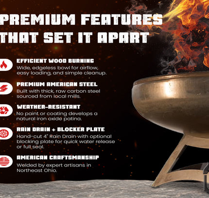 Liberty Fire Pit with Hollow Base (Made in USA)