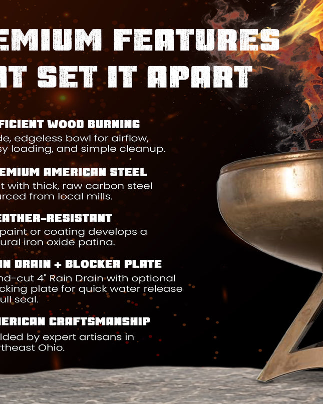 Liberty Fire Pit with Hollow Base (Made in USA)