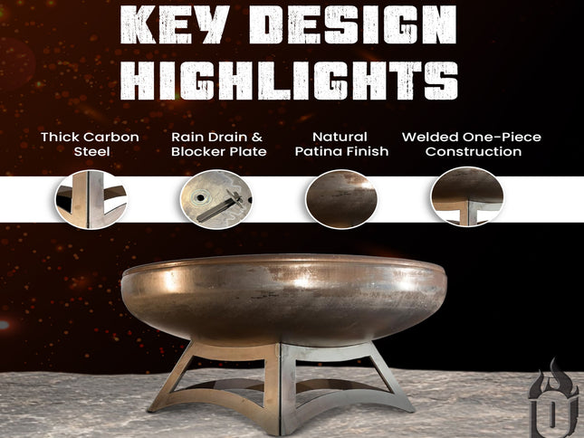 Ohio Flame Liberty Fire Pit, Hollow Base, Patina, 24"-48"