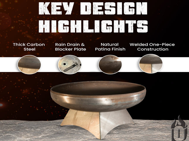 Ohio Flame Liberty Fire Pit, Standard Base, Patina, 24"-48"