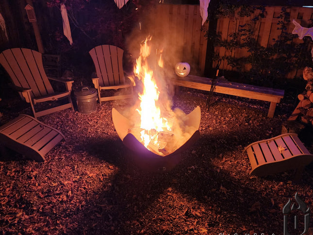 Ohio Flame Fire Flower Fire Bowl, Standard Base, Patina, 30"-41"