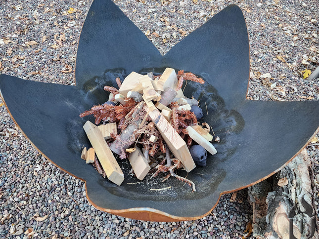 Ohio Flame Fire Flower Fire Bowl, Hollow Base, Patina, 30"-41"