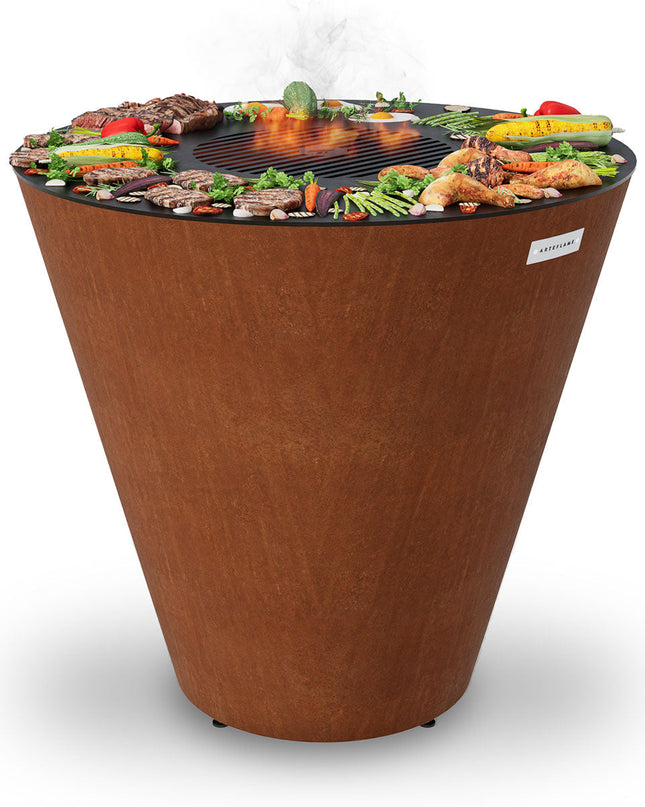 Arteflame One Series 40″ — XXL Flat-Top Charcoal Grill & Fire Bowl (Single-Piece CORTEN Body)