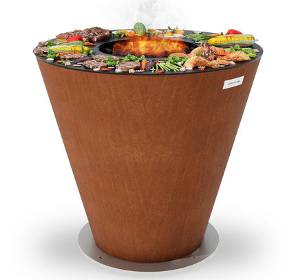 Arteflame Park Series — One-Piece CORTEN Steel Park Grill (30″ / 40″) with Half Griddle + Half Grill