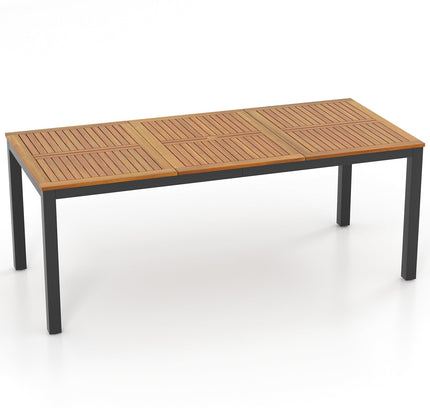 8-Person Outdoor Dining Table 79 Inch Acacia Wood Patio Table with Umbrella Hole