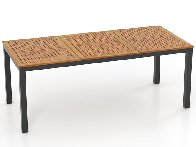 8-Person Outdoor Dining Table 79 Inch Acacia Wood Patio Table with Umbrella Hole
