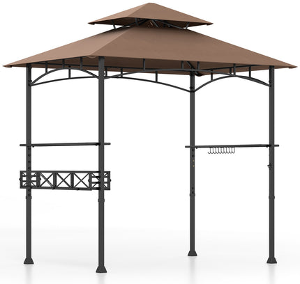 8x5 Feet Outdoor Grill Gazebo with 2 Side Shelves and 10 Hooks